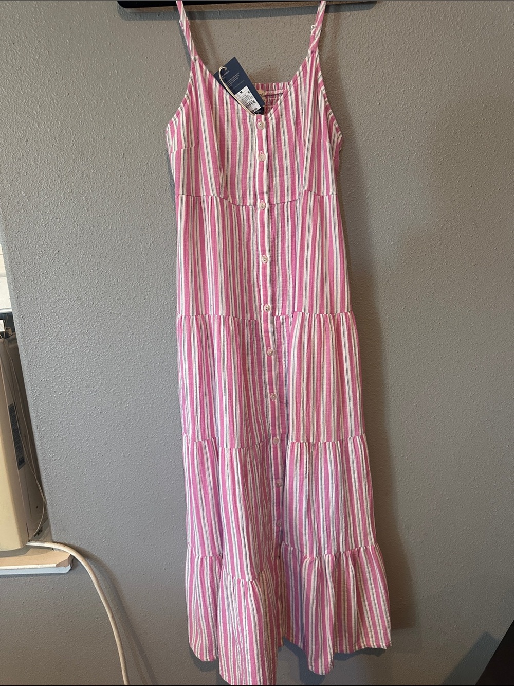 Woman’s Pink Striped Button-Front Sundress